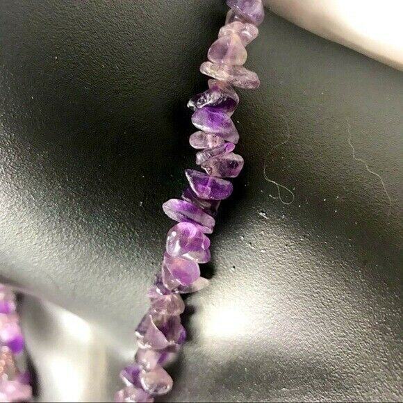 Bundle of 2 Necklaces Amethyst & Stone Jewelry Mother of Pearl Style Stones - Picture 5 of 7